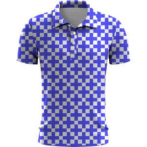Polos de golf para hombre de poliéster y spandex de alta calidad, con logotipo personalizado de lujo ODM, de corte ajustado, estampado completo, transpirables y lisos. - Product Image 2