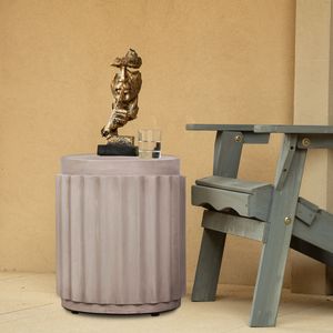 Mesa Auxiliar para Exteriores de Material Terrafab - Taburete Decorativo Natural para Jardín, Mesa Auxiliar Única para Sala de Estar, Dormitorio, Patio - Product Image 2