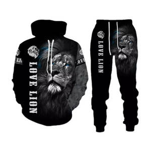 Conjunto Deportivo para Hombre, Chándal Deportivo para Hombre, Poliéster y Algodón, Sublimación, Estampado de León, Chándales para Hombre, Cómodos - Product Image 4