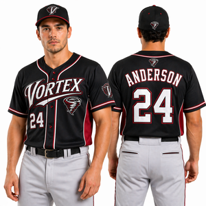 Camiseta de Béisbol Bordada con Logotipo Personalizado, Uniforme de Equipo Cosido, Ropa Deportiva de Primera Calidad, Proveedor de Fábrica OEM - Product Image 3