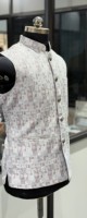 Gilet de mariage Nehru pour homme en jacquard de luxe, laine/soie, respirant, rafraîchissant, anti-plis, séchage rapide, tissé de qualité supérieure