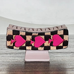 Personalized Hand Tooled Leather Checkered Heart Design Hair Claw <b>Clip</b> Cowgirl Hair Accessory Luxury Fashion Claw <b>Clip</b> for Women - Product Image 6