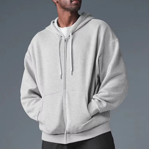 Wholesale Fashion Blank Zip up Jacket Hoodies Unisex <b>Pullover</b> High Quality <b>Mens</b> Oversized Fleece Casual Zip up Jacket Hoodie - Product Image 1