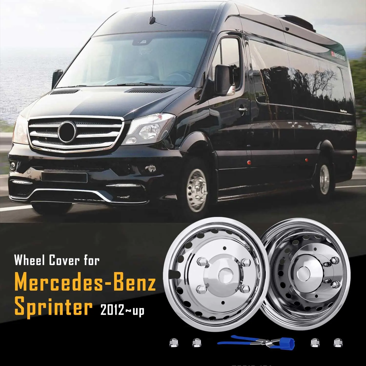 Couvre-roues en acier inoxydable US 16x5.5 pour Mercedes Benz Sprinter 2012 ~ up