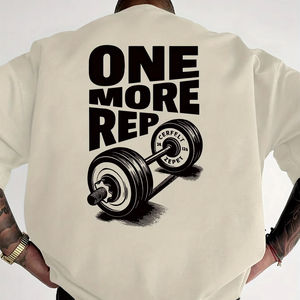 Men's <b>T</b>-<b>Shirt</b> Vintage <b>Funny</b> Gym Workout ONE MORE REP Weightlifting <b>Women</b> Streetwear Cotton Oversized Tees Short Sleeve Loose Top - Product Image 1