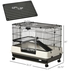 2-Tier Black <b>Small</b> Animal Breeding Cage Rabbit Hutch Removable Tray Platform Ramp for Bunny Chinchillas Ferret Hedgehog Gerb - Product Image 3