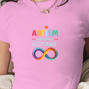 <b>Autism</b> Awareness Acceptance Women's Y2K Short Sleeve Crew Neck T-<b>Shirt</b>, Slim Fit Knitted Spandex Polyester Print, All Seasons Fa - Product Image 4