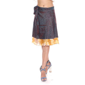 Deux couches Sari soie Wrap Mini jupes Gypsy Hippie Boho indien tenue décontracté magique court WrapSkirt - Product Image 1