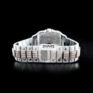 Moissanite Diamond Quartz Movement Unisex Wrist Watch 42mm Pointer Dial Stainless Steel Band Iced Out Hip Hop Style - Product Image 2