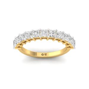 Luxury Princess Cut Lab Grown Diamond Half <b>Eternity</b> <b>Ring</b> in 925 <b>Sterling</b> <b>Silver</b> with Gold Plated Finish for Women - Product Image 5