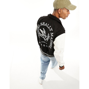 Chaqueta Varsity de Béisbol de Invierno para Hombre de Alta Calidad, Diseño de Equipo a la Moda con Letras Bordadas en Lana, Estilo Letterman - Product Image 4