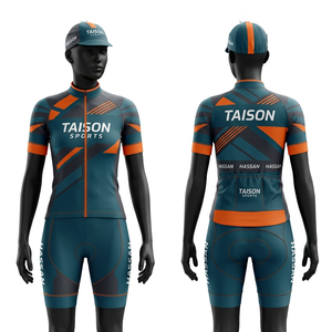 Women Cycling Track Suit Premium Polyester Teal <b>Orange</b> Panel Design Breathable Quick Dry Compression Fit Sublimation Custom Logo - Product Image 1