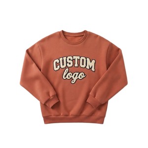 Sweat-shirts à col rond en molleton pour femme, effet délavé vintage terracotta, brodés, coupe oversize, haut décontracté, logo personnalisé, fournisseur OEM - Product Image 3