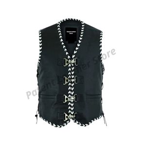 Chaleco de Cuero Genuino para Hombre, de Cuero Patentado, para Invierno, Resistente al Viento, Transpirable, Servicio Personalizado OEM, Venta al Por Mayor - Product Image 2