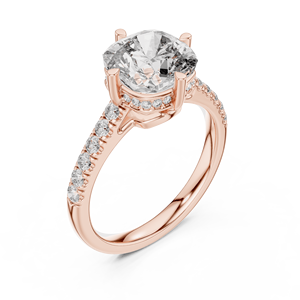 Bague de fiançailles en or rose massif 18 carats avec diamant taille coussin et pavé, alliance de mariage micro-pavée étincelante, bijoux personnalisés - Product Image 3
