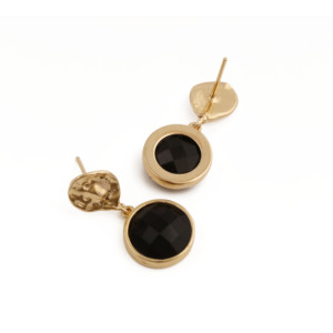 El Joyero Women's <b>Black</b> Onyx Gold Plated Gemstone <b>Dangle</b> Drop <b>Earrings</b> Minimalist Trendy Jewelry for Party Occasions - Product Image 3