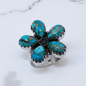 Natural Blue Copper <b>Turquoise</b> Gemstone Wholesale Price Sterling Silver Fine <b>Rings</b> And Jewelry Designer <b>Rings</b> Wholesale Unisex - Product Image 1