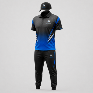 Uniforme de Cricket Transpirable de Secado Rápido para Hombre Fly Humble, Conjunto Negro con Degradado Azul, Ribete en Contraste, Corte Regular, para Todas las Temporadas - Product Image 4