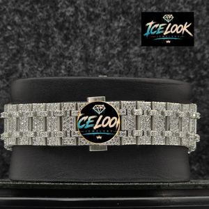 Montre de luxe ICE LOOK pour homme en acier inoxydable, boîtier de 41 mm, verre saphir, quartz analogique, date automatique, aiguilles lumineuses, fermoir pliant - Product Image 3