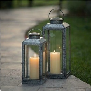 Classic Galvanized Metal <b>Candle</b> <b>Lantern</b> Farmhouse Style Indoor Outdoor Decorative <b>Lantern</b> Home Decoration <b>Lantern</b> - Product Image 3