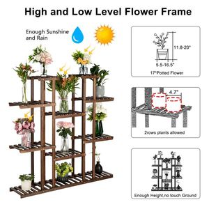 Artisasset 6-Story 11-Seat Multifunctional Carbonized Wood Plant Stand Indoor & Outdoor Flower Pots & Planters - Product Image 2