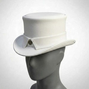 Sombrero de Copa de Cuero Genuino Personalizado, Hecho a Mano, con Diseño Personalizado para Colección de Disfraces de Moda Gótica - Product Image 1