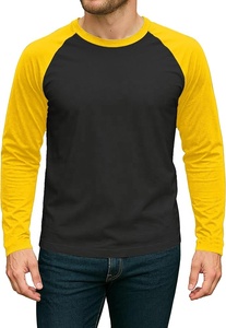 100% Cotton <b>Raglan</b> Long <b>Sleeve</b> Casual <b>T</b>-<b>Shirt</b> for Men Solid Design with Front Logo Knitted Fabric - Product Image 3
