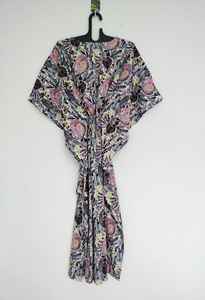 Robe kaftan en coton indien faite à la main, légère, jaune, pour la plage, idéale pour l'été - Product Image 5