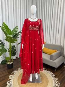 Exportador Indio: Conjunto de Fiesta Salwar Kameez de Diseño Pakistaní con Dupatta, Estilo de Alta Costura, Georgette Sintético Pesado Antiarrugas - Product Image 2