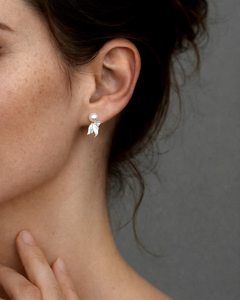 Juego de Pendientes de Aro con Diseño de Cola de Sirena y Perlas de Agua Salada, Plata de Ley 925, Chapado en Oro de 14K, Regalo - Product Image 2