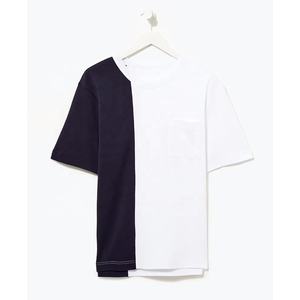 Camiseta de manga corta con estampado informal de dos tonos para hombre con logotipo personalizado 2025, ropa de verano de algodón 100%, diseño liso de gran tamaño - Product Image 3