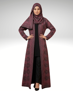 Conjunto de Abaya de Viscosa con Tejido de Lujo Safaa – Abaya de 2 Piezas con Diseño Tejido y Frente Abierto con Hiyab a Juego – Directo de Fábrica - Product Image 5