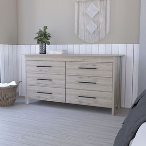 Cassettone rettangolare a 6 cassetti grigio chiaro Southington - Product Image 1