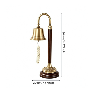 Campana de Mesa de Latón Hecha a Mano con Base de Madera, Campana de Escritorio Clásica para el Hogar y la Oficina, Decoración con Campana - Product Image 3