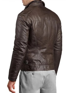 Soft Stylish <b>Men's</b> Genuine Lambskin Dark Brown <b>Leather</b> <b>Jacket</b> - Product Image 2