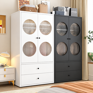 Armario Alto con Puertas y Cajones de Policarbonato, Gran Capacidad, Organizador de Ropa que Ahorra Espacio para Dormitorio y Almacenamiento en el Hogar - Product Image 2