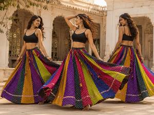 Ethnic Printed Cotton <b>Lehenga</b> Floor Length Loose Fit <b>Women</b> Bottomwear India Pakistan Traditional Wedding Party Wear - Product Image 3