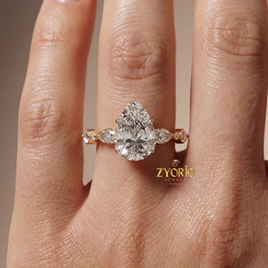 Pear Cut Lab Grown Diamond Engagement <b>Ring</b> 925 <b>Silver</b> Plated VS1 Clarity 0.89ct <b>Solitaire</b> Wedding <b>Ring</b> Women Luxury Bridal Party - Product Image 4