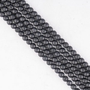 Perles rondes en pierre de lave noire naturelle de 8 mm, pierres volcaniques, perles en vrac pour la fabrication de bijoux, vente en gros - Product Image 3