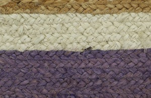 Alfombra de yute natural hecha a mano con borde morado y blanco – Alfombra rústica ecológica - Product Image 6
