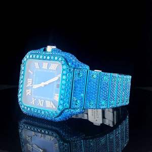 Reloj de Pulsera de Lujo para Hombre, Estilo Hip Hop, con Diamantes Cultivados en Laboratorio, Plateado y Dorado, Redondo, de Cuarzo, de Alta Calidad - Product Image 4