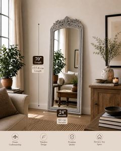 Aqdus Saleem Arched Wooden Decorative <b>Wall</b> <b>Mirror</b> Carved Console Vanity Design Traditional Vintage for Living Room Bedroom - Product Image 3