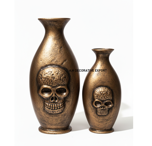Decoración de Esqueleto con Acabado Dorado Antiguo - Urna de Metal con Flores en Relieve para un Estilo Gótico Glamuroso - Detalles de Calaveras Doradas - Product Image 6
