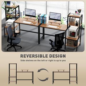 Scrivania Industriale Reversibile a 4 Livelli da 150 cm con Supporto Monitor Regolabile, Scrivania per Computer Marrone per Studio - Product Image 4