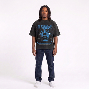 T-shirt graphique surdimensionné pour homme de marque OEM, manches courtes, effet délavé, style streetwear, imprimé, en jersey de coton, col rond, coupe carrée - Product Image 6