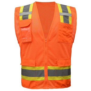 Vêtements de sécurité pour hommes, gilet de sécurité avec 4 poches et fermeture éclair sur le devant, haute visibilité, gilet de travail réfléchissant pour hommes - Product Image 3
