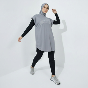 Vêtements de sport modestes pour femmes musulmanes, robe longue ample avec hijab intégré, tunique athlétique, pour la gym, le yoga, les exercices quotidiens, légère - Product Image 1