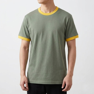 T-shirt Ringer Personnalisé Premium en Gros 100% Coton Impression Numérique Écologique Vêtements de Mode Streetwear Homme à Bordures Contrastantes - Product Image 1