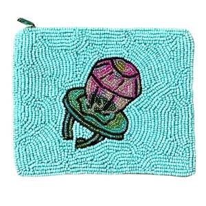 Mini sac à monnaie à pampilles Fleur de Lys, orné de perles de rocaille et de paillettes, pour le Mardi Gras, collection Good Times Roll, par AFZA ENTERPRISES - Product Image 1