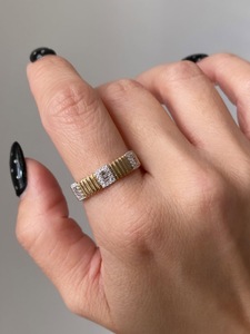 Wholesale Jewelry Supplier 925 Sterling Silver Lab Grown <b>Diamond</b> <b>Ring</b> Baguette Cluster Halo Station Ribbed Band Retail Supply - Product Image 5